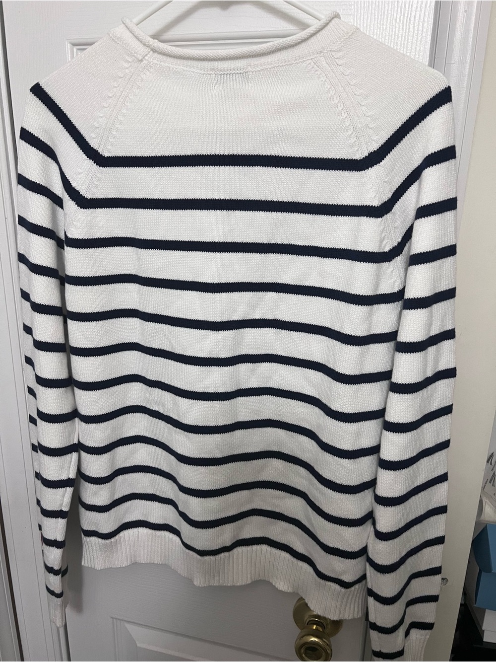 Parke Women’s White and Navy Stripe Sweater - Picture 2 of 2